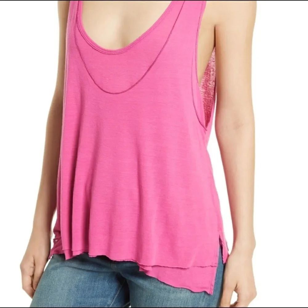 Free People Pink Layered Tank Top Size Small - Picture 2 of 5